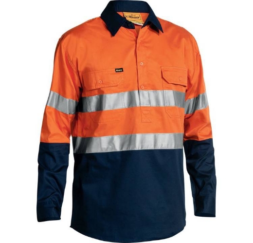 Picture of Bisley, Taped Hi Vis Closed Front Cool Lightweight Shirt